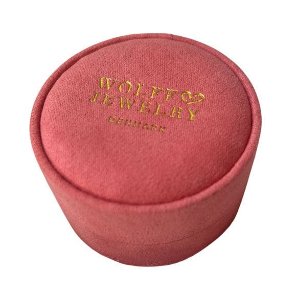 Wolff Jewelry Round velvet box w. gold logo - medium POS material Dusty Pink