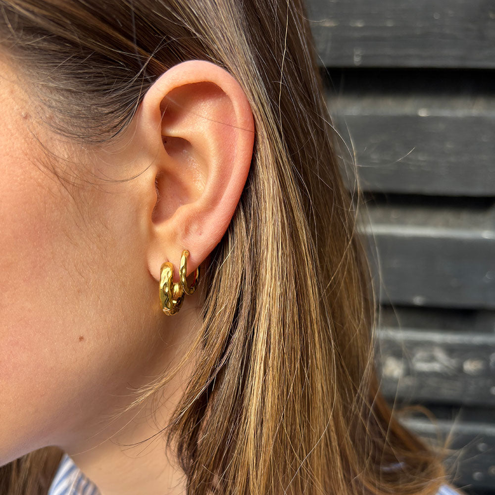 Wolff Jewelry Rusty Mini Hoops 19mm Øreringe 18 karat guldbelagt