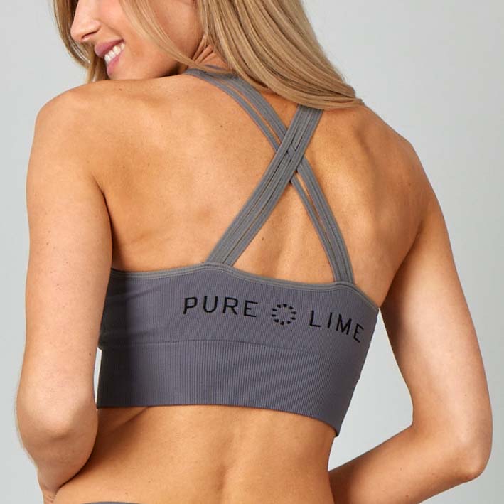 Naadloze Padded Rib Top Grijs
